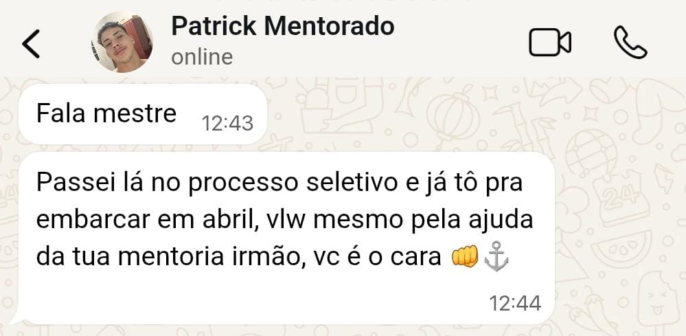 Depoimento de Patrick - aprovado no processo seletivo